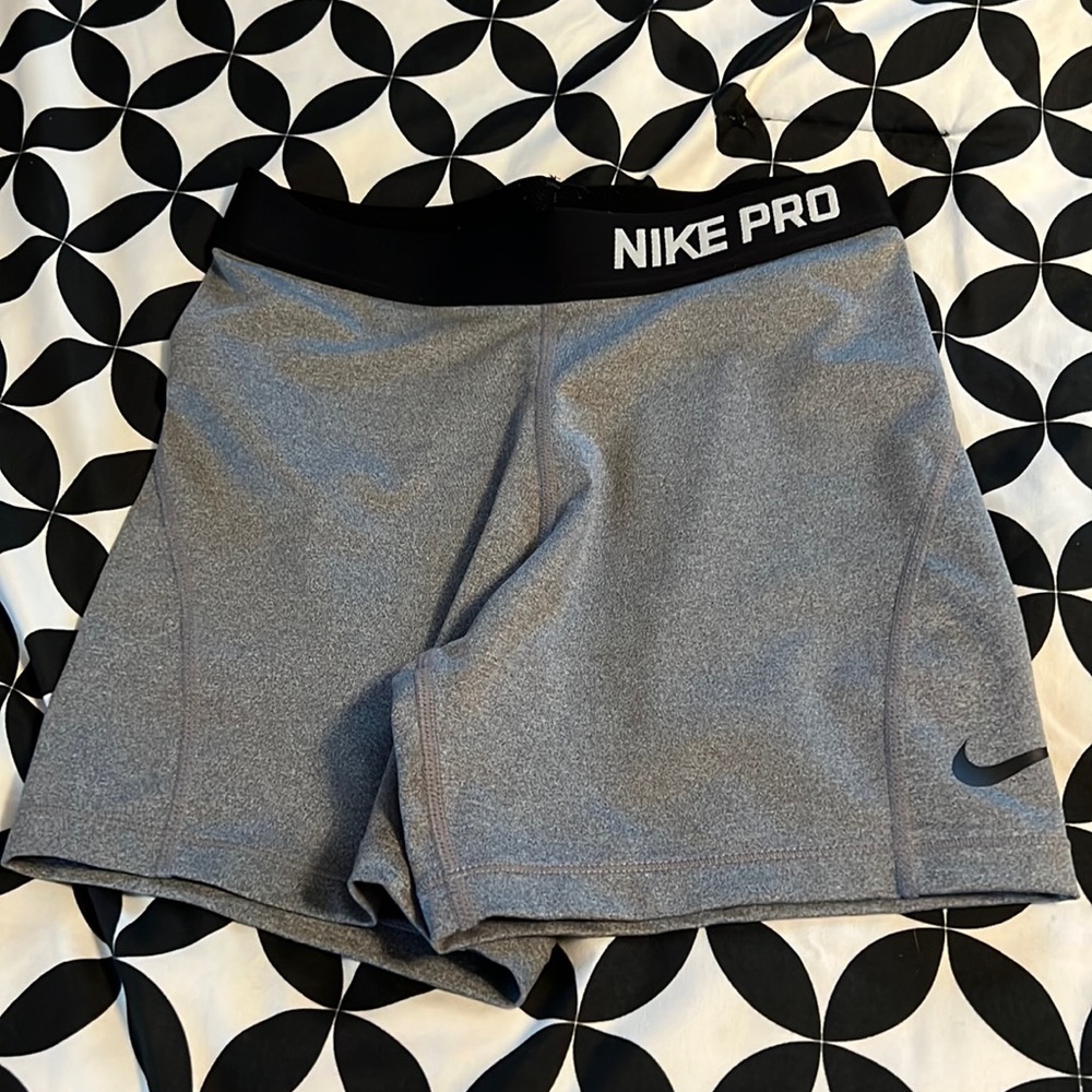 Youth gray Nike Pro spandex shorts